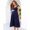 Womens Maternity Dress Summer Sleeveless Smocked Square Neck Ruffle Casual Boho Midi Dress Baby Shower Photoshoot - 4 of 4