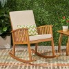 Modern Patio Acacia Wood Fabric Upholstered Rocking Glider Chair,Outdoor Rustic High Back Cushion Lounge Armchair for Garden,Backyard-Coolbibila - 2 of 4