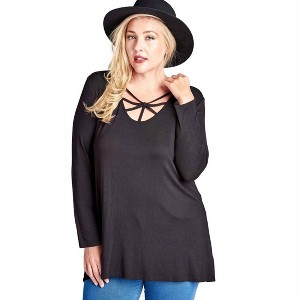 Women's Caged Scoop Neck Top - PLUS - Oddi - 1 of 1