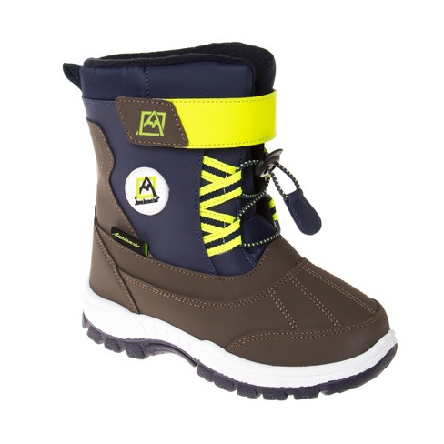 Avalanche Little Kids Boys Synthetic Snow Boots With Bungee Cord And Hook Loop Closure Navy brown yellow Size 13 Target