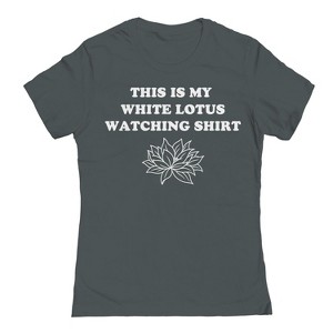 Rerun Island Women's Lotus Watching Shirt Luxury Paradise Drama Short Sleeve Graphic Cotton T-Shirt - 1 of 4