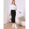 INSPIRE CHIC Women's Ribbed Elastic High Waist Stretchy Pencil Casual Sweater Midi Skirt - 2 of 4