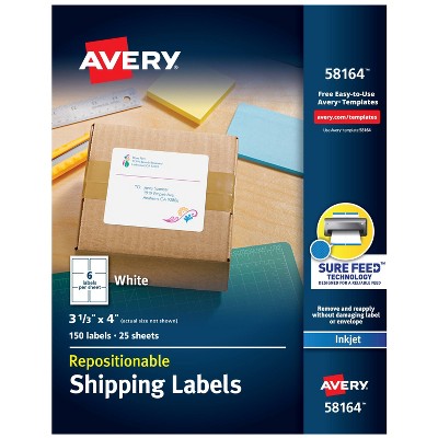 Avery 3 1/3 x 4 Re-hesive Inkjet Labels- White (150 per Pack)