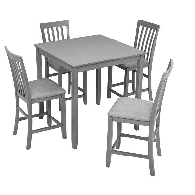NicBex 5 Piece Square Dining Table Set with 4 Upholstered Chairs for 4,Counter Height Kitchen Table Set for Kitchen/Apartment