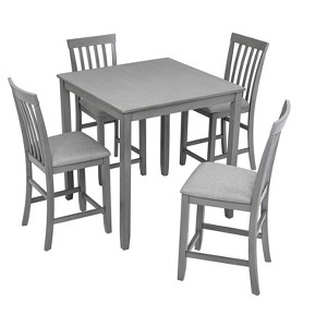 NicBex 5 Piece Square Dining Table Set with 4 Upholstered Chairs for 4,Counter Height Kitchen Table Set for Kitchen/Apartment - 1 of 4