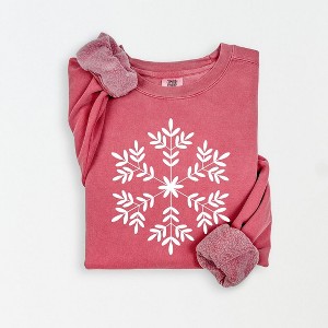 Simply Sage Market Women's Lightweight Garment Dyed Graphic Sweatshirt Giant Snowflake - 1 of 4
