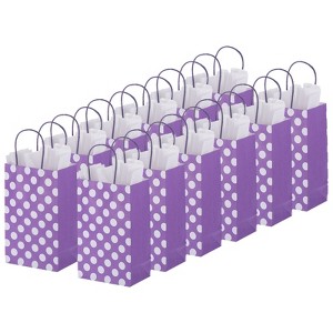 Unique Bargains Durable Paper Bright Color Three-Dimensional Cut Easy to Carry Dotted Gift Bags 24 Sets - 1 of 4