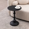 FONTOI Round End Table with Metal Pedestal, Side Table with Retro Pattern Base for Living Room Bedroom Small Space, Black, 15.7"*21.2"*15.7" - 4 of 4