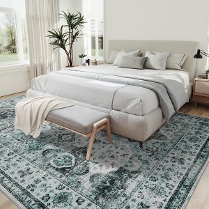 Washable Rug Area Rug Vintage Rug Traditional Mat Distressed Indoor Foldable Thin Rug Retro Accent Rug - 1 of 4