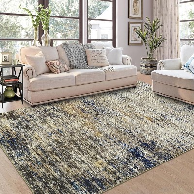 Hallway Runner Rug, Washable Soft Abstract Area Rug, Low-Pile Non-Slip Indoor Floor Mat for Bedroom, Living Room, Kitchen
