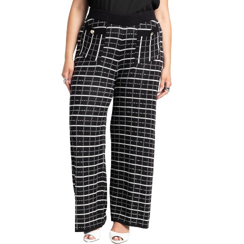 ELOQUII Women's Plus Size Knit Tweed Wide Leg Pant - image 1 of 4