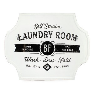 AuldHome Design Rustic Laundry Room Sign; Vintage Farmhouse Style Metal White Enamelware Wall Decor - 1 of 4
