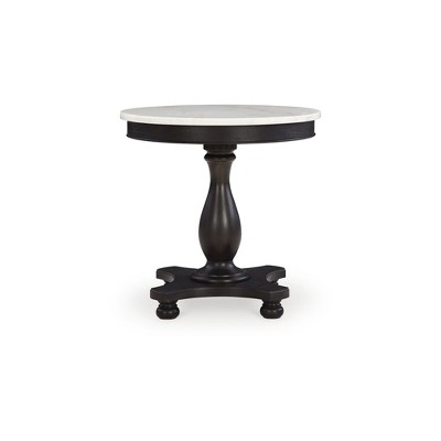 Henridge Black and White Wood Stone Accent Table