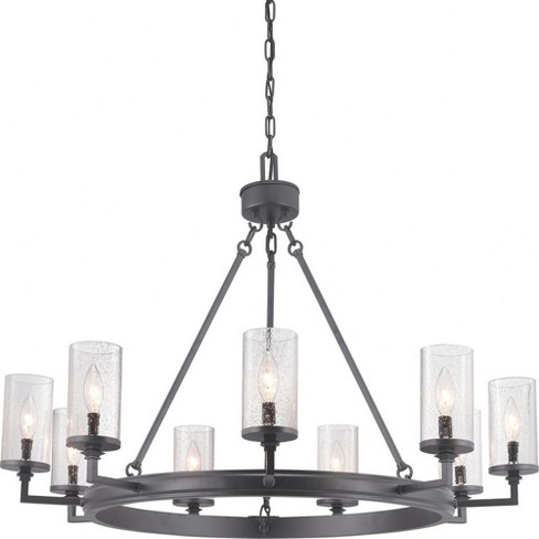 Progress Lighting Gresham 9-Light Chandelier, Graphite Finish, Seeded Glass Shades - image 1 of 4