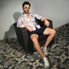 Campus Sutra Men Men's Prussian Blue & Sienna Brown Tropical Palm Shirt - 3 of 3