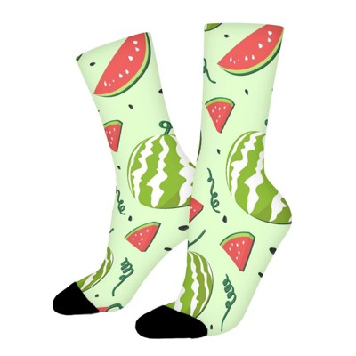Summer Tropical Fruits Watermelon Women Printed Crew Socks Funny Funky Socks Soft Polyester Novelty Gifts for Artists Men
