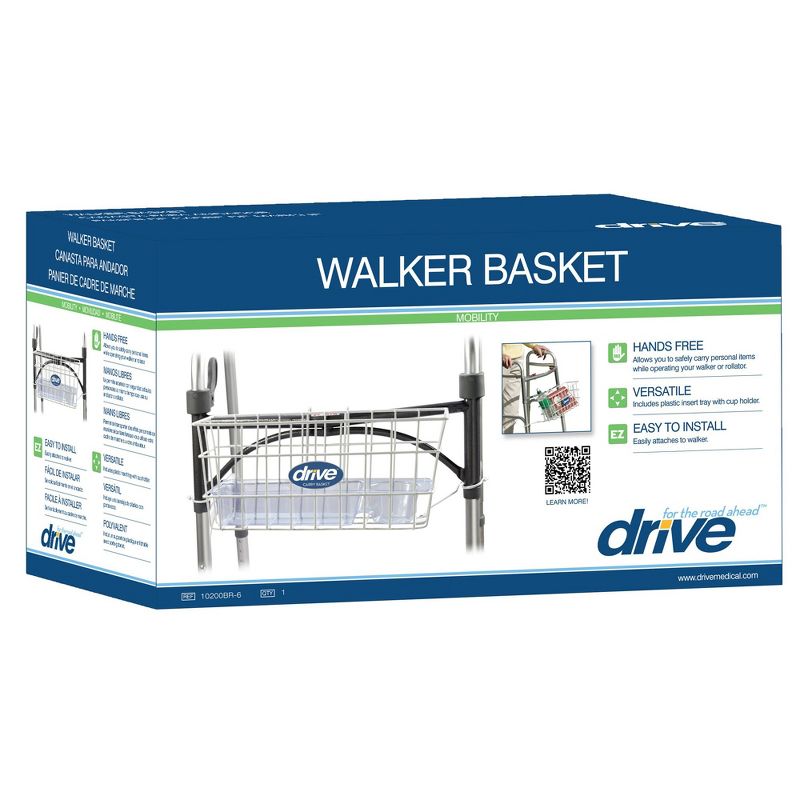Drive Medical Walker Basket with Cup Holder, Tray, 1 Count, 1 of 5