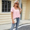 Womens Square Neck Pleated Blouse with Flutter Sleeve Eyelet Embroidered Curved Hem Tops with Circular Sleeve Textured Summer Tunic Blouse - 3 of 3