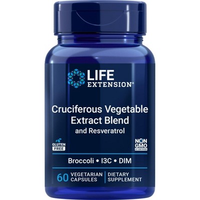 Cruciferous Vegetable Extract Blend and Resveratrol by Life Extension  -  60 Vegetarian Capsule