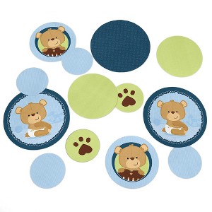 Big Dot of Happiness Baby Boy Teddy Bear - Baby Shower Giant Circle Confetti - Party Decorations - Large Confetti 27 Count - 1 of 4
