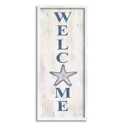 Stupell Industries Welcome Starfish Phrase Sign Framed Giclee Art