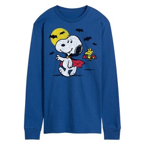 Men's - Peanuts - Vampire Snoopy Woodstock Long Sleeve Graphic T-Shirt - 1 of 4