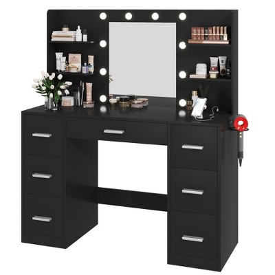 LACOO 43" Makeup Vanity with Mirrorand Adjustable Lights