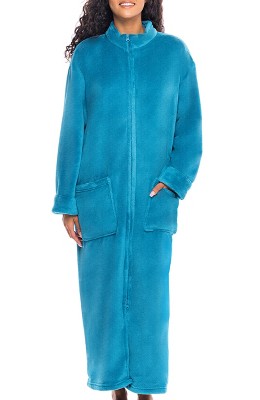 Women's Zip Up Fleece Robe, Soft Warm Plush Oversized Zipper