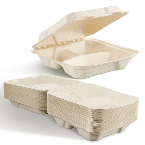 Cheer Collection Biodegradable Clamshell Containers 8 X 8 - Natural Brown  (pack Of 50) : Target