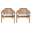 Set of 2 Acacia Wood Outdoor Club Chair with Cushions,Modern Patio Club Chair with Wood Legs,Outdoor Club Chair with Removable Cushion-Koiai - 2 of 4