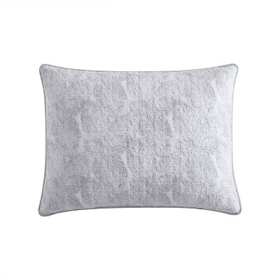 Reversible Gray Cotton Twin Quilt Set with Fern Design