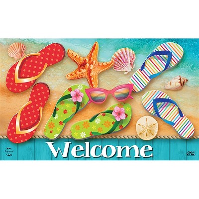 Briarwood Lane Summer Doormat 30x18 Indoor Outdoor Surfside Flip Flops For Summer Doormat