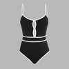 Women's Elegant One-Piece Swimsuit with Contrast Trim Stylish Cutout Design - Cupshe - 3 of 4
