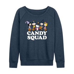 Women's - Peanuts - Candy Squad Lightweight French Terry Wide Neck Long Sleeve Shirt - 1 of 4