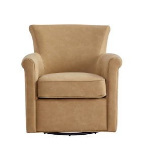TiramisuBest Faux Leather Swivel Accent Chair-Willow taupe - 1 of 4