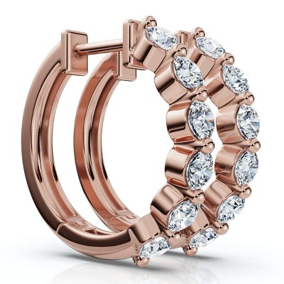 Pompeii3 1Ct 6-Stone Diamond Hoops 10k Gold Lab Created