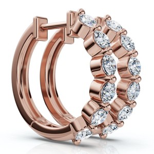 Pompeii3 1Ct 6-Stone Diamond Hoops 10k Gold Lab Created - 1 of 4