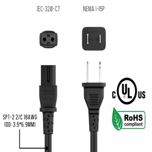 SANOXY 15ft 18 AWG 2-Slot Polarized Notebook Power Cord (IEC320 C7 to NEMA 1-15P) - 1 of 1