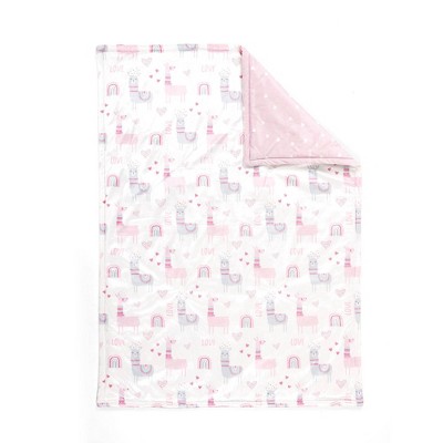 Lush Décor Llama Love Reversible MicroPlush Oversized Soft Blanket - Pink