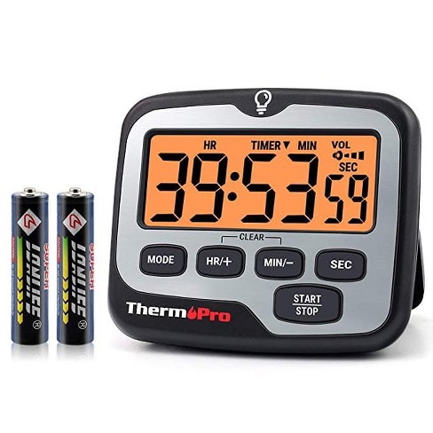 ThermoPro TM03W Digital Timer for Kids and Teachers Kitchen Timers for Cooking with 2-Level Alarm Volume Countdown Timer Stopwatch
