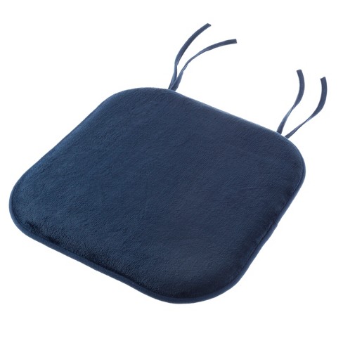 Hastings Home Square Memory Foam Chair Cushion With Nonslip PVC Dot Backing  and Ties For Dining Room and Kitchen - Navy Blue