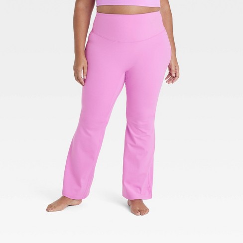 Cotton Foldover Flare Leggings - PINK