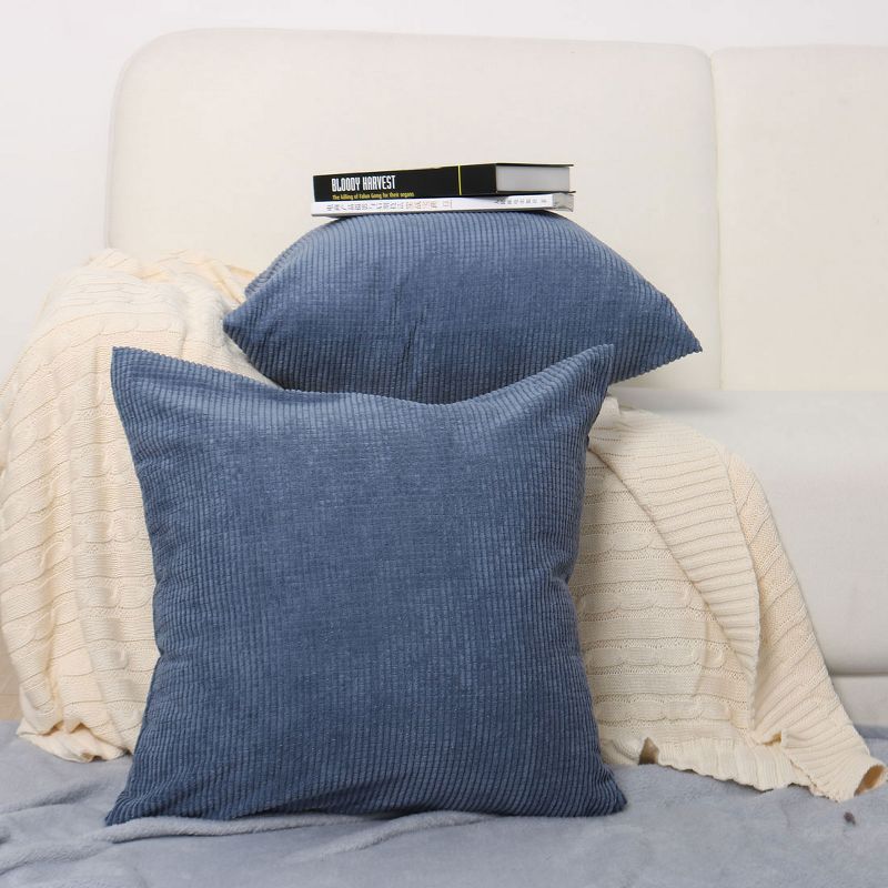 2 Pcs Polyester & Velvet Striped Decorative Pillow Cover - PiccoCasa, 1 of 4