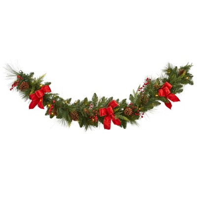 BrylaneHome Pre-Lit Classic Christmas Collection Christmas Wreath