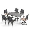 Captiva Designs 7pc Patio Dining Set with Slat-top Rectangle Steel Table & Metal Chairs - 2 of 4