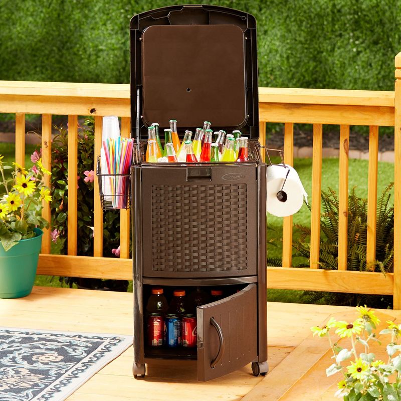 Patio Garbage Waste Trash Can Bundled w/ Patio Cooler w/ Cabinet & Wire Basket, 4 of 7