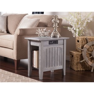 AFI Nantucket Solid Wood Side Table with Device Charger in Driftwood - 1 of 4