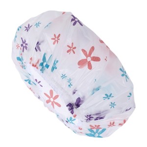 Unique Bargains Women's Floral Pattern Shower Cap Purple Blue 1 Pc - 1 of 3