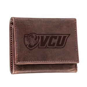 Evergreen NCAA VCU Rams Brown Leather Trifold Wallet Officially Licensed with Gift Box - 1 of 1