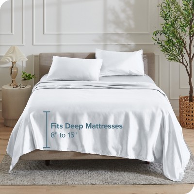 White Twin Poly Satin Sheet Set with Pillowcase